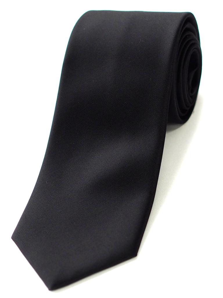 Plain Black Tie, Suitable for Funerals, Memorial Services, and Formal Occasions. Made of Silk with a Teflon Coating. (Narrow Tie)