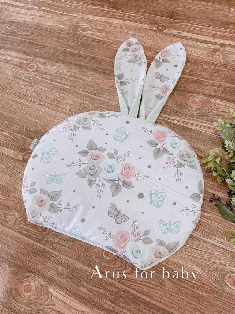 Double-sided wafer pillow BUNNY (mint + white roses)