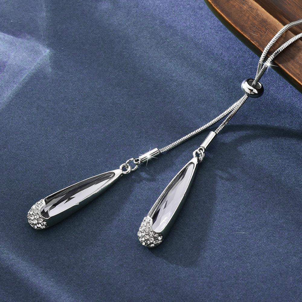 

Gorgeous Drop Water Pendant Necklace For Women Long Sleek Design With Elegant Accents Crystal