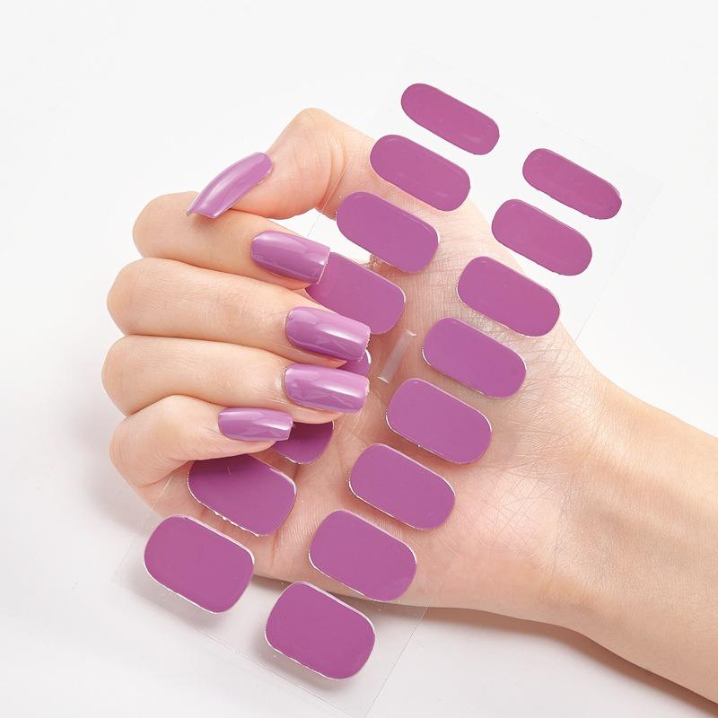 16Tips Transparent Semi Cured Gel Nail Patch Strips Pure Color UV/LED Baking Lamp Gel Nail Polish Wraps Full Cover Gel Sticker