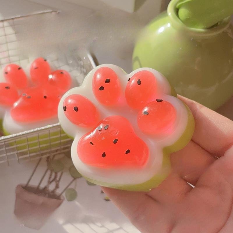 Cute Watermelon Three Color Cat Paw Squeeze Toys Tpr Slow Rebound Decompression Release Toy