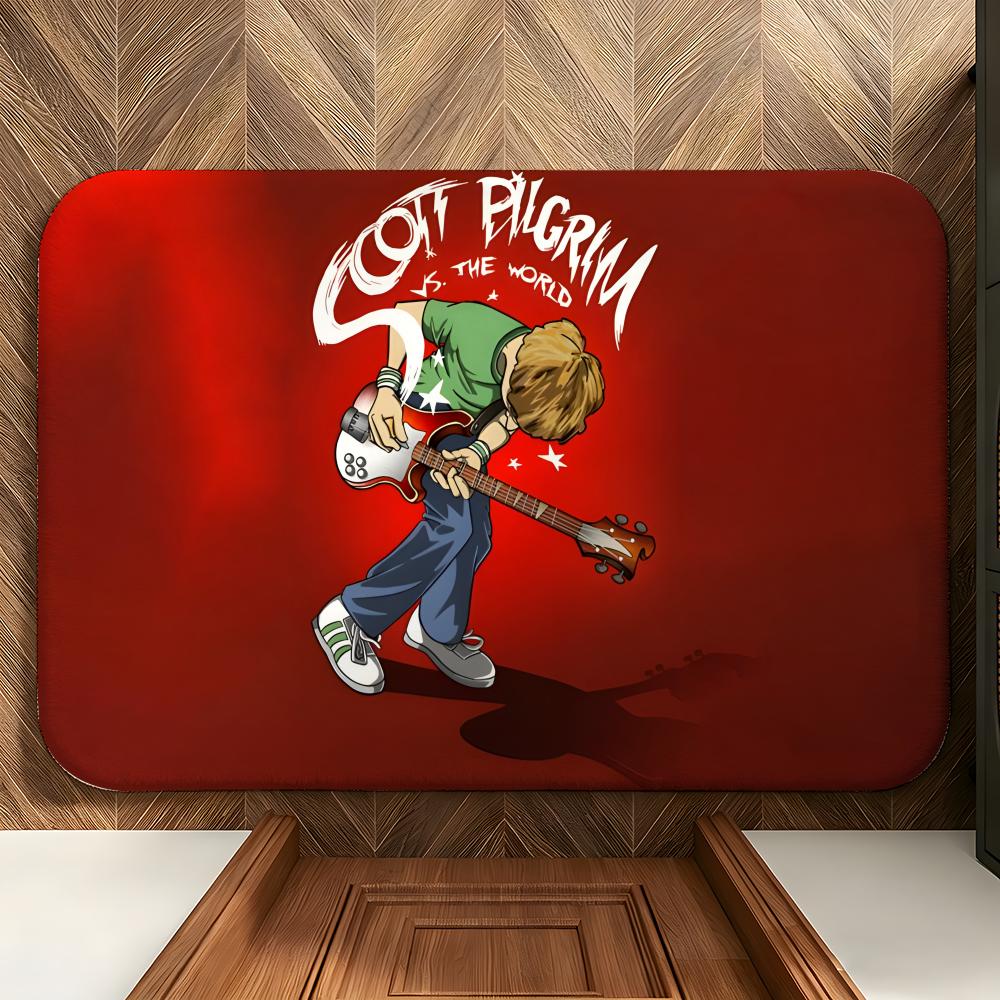 Character S-Scott P-Pilgrim Floor Mat Soft Flannel Floor Mat Suitable for Entryways, Living Rooms, Bedrooms, and Bathrooms