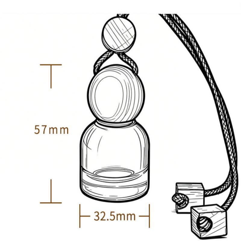 1Pcs Perfume Glass Bottle Empty Car Air Freshener Pendant With Wooden Caps Refillable Car Essential Oil Diffuser Bottle