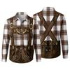 Men’s 3D Printed Plaid Long Sleeve Shirt with Vintage Pattern Relaxed Fit Button Down Collar for Festivals Parties and Outdoor Activities