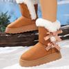 2026Winter Women Boots Fashion Suede Mid-calf Boots Plush Warm Snow Boots for Women Mid-tube Cotton Shoes Non Slip Platform Boot
