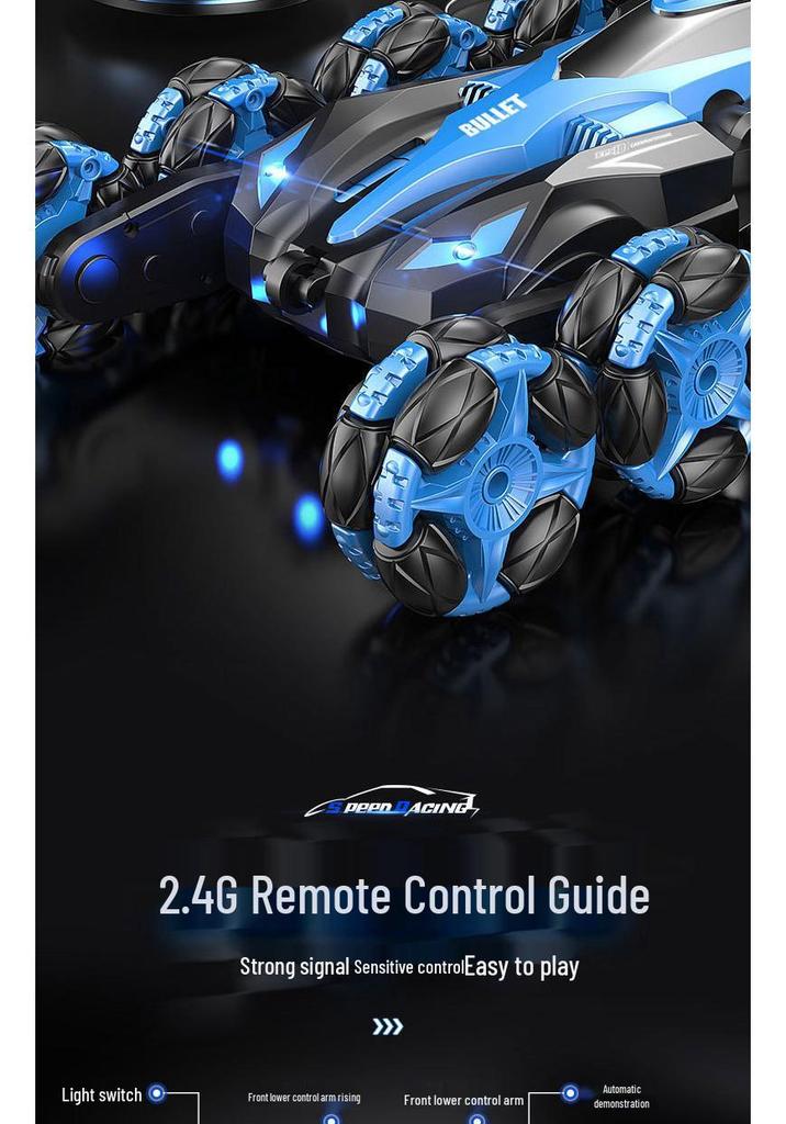 Rechargeable Eight-Wheeled Stunt RC Car with Gesture Control, Drift Spray, and Climbing Rotation for Kids