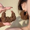 Autumn and winter exaggerated knitted wool round earrings earrings fashion temperament earrings women