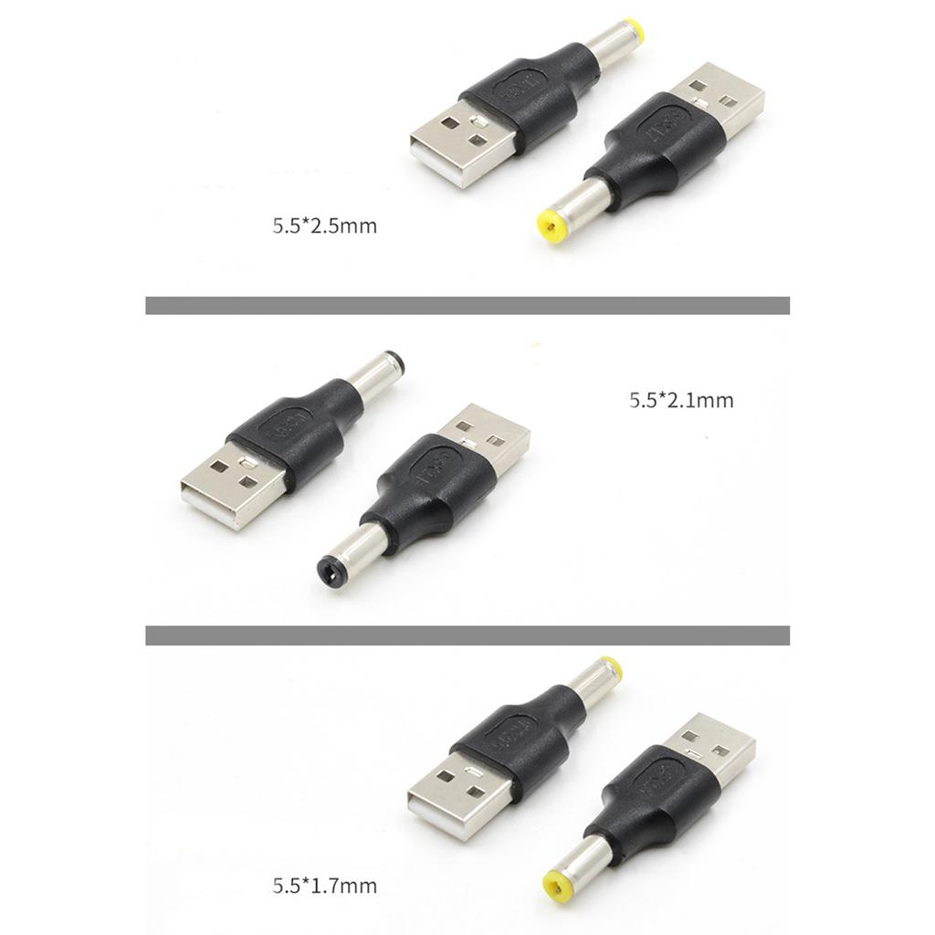 Usb DC Plug Converter USB2.0 Male to DC5V Male 2.5/3.0/3.5/4.0/4.8/5.5mm Adapter