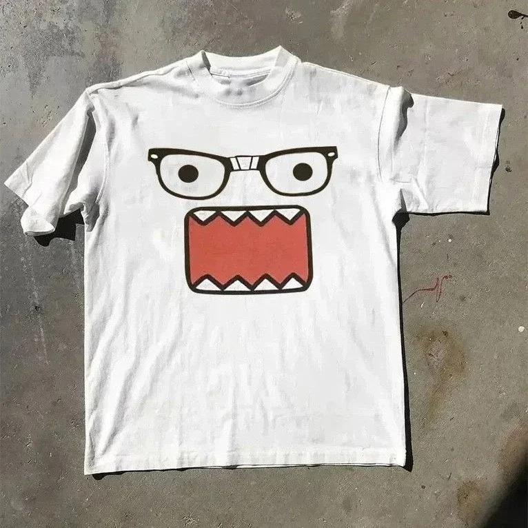 Men Woemn Retro Domo Kun Gun Cartoon Printed Cotton Travel TShirt for Men Women Mascot Fashion Casual Loose Short Sleeve