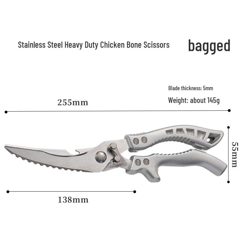 German Stainless Steel Bone & Fish Cutting Scissors - High-Quality, Sharp, and Durable for Kitchen Use