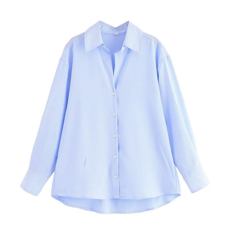 Kaslead New Arrival Women's Fashion Style Fashion Blended Long Sleeves Lapel Shirt 8741049