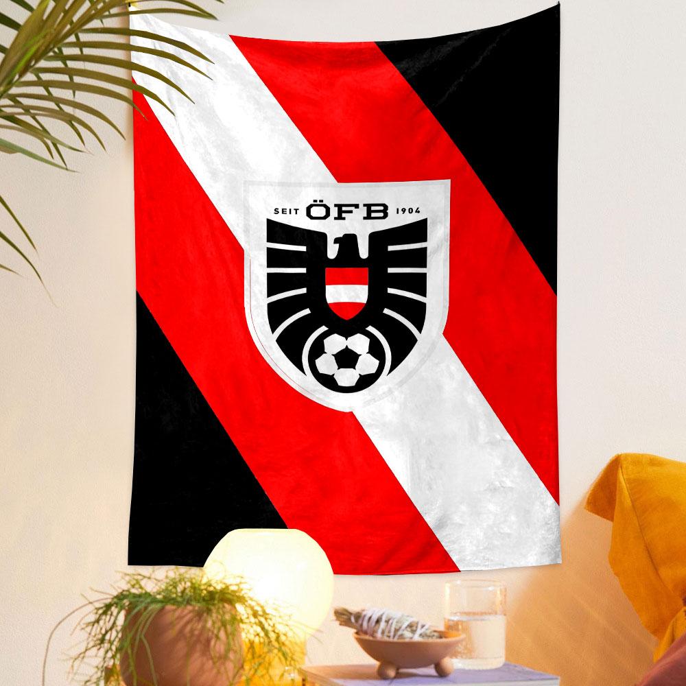 Austrian Football Logo Design Patterned Tapestry Decorative Wall Hanging, Home Bedroom Living Room Decor