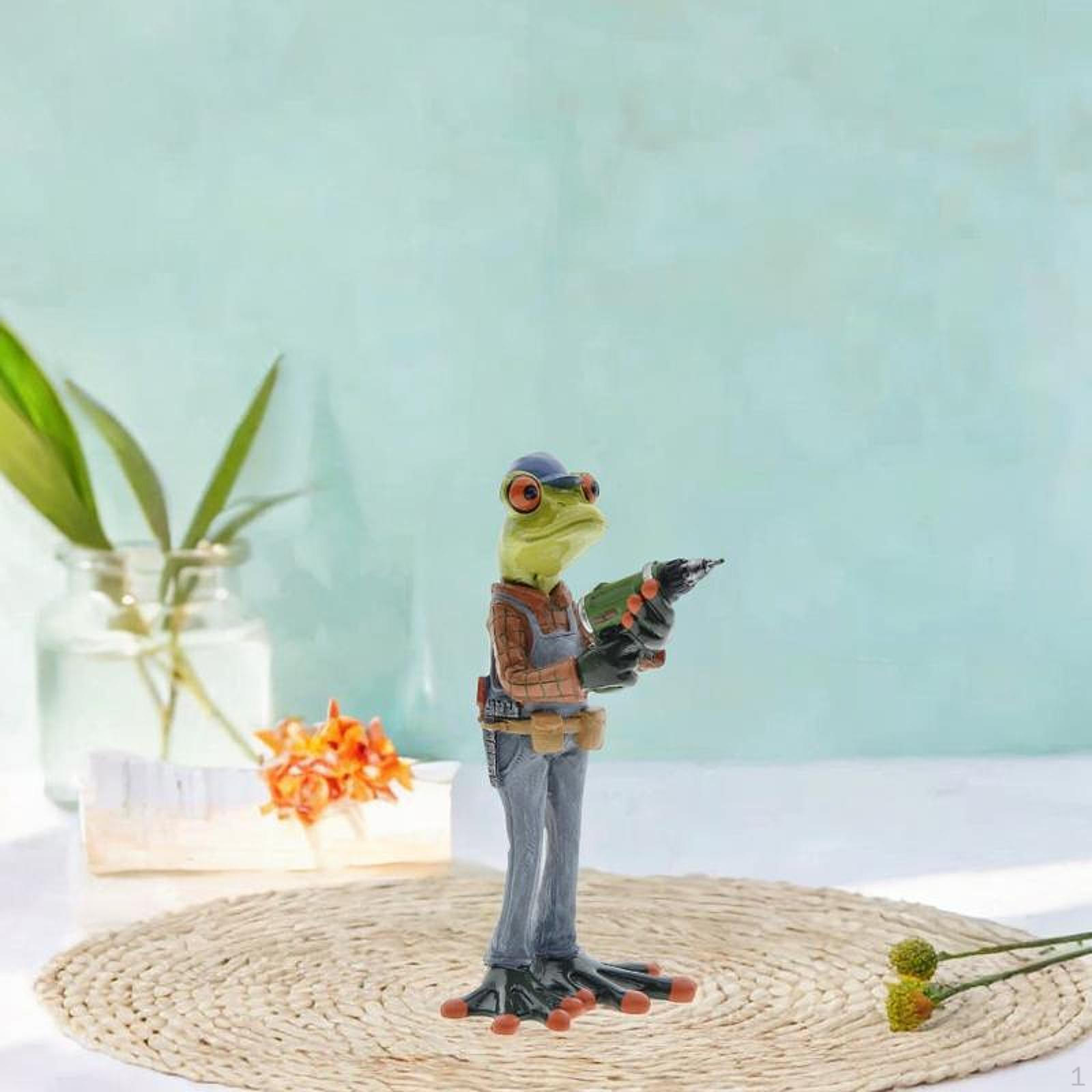 

Фигурка лягушки, держащей электродрель, забавная коллекционная статуэтка-скульптура для полки в шкафу