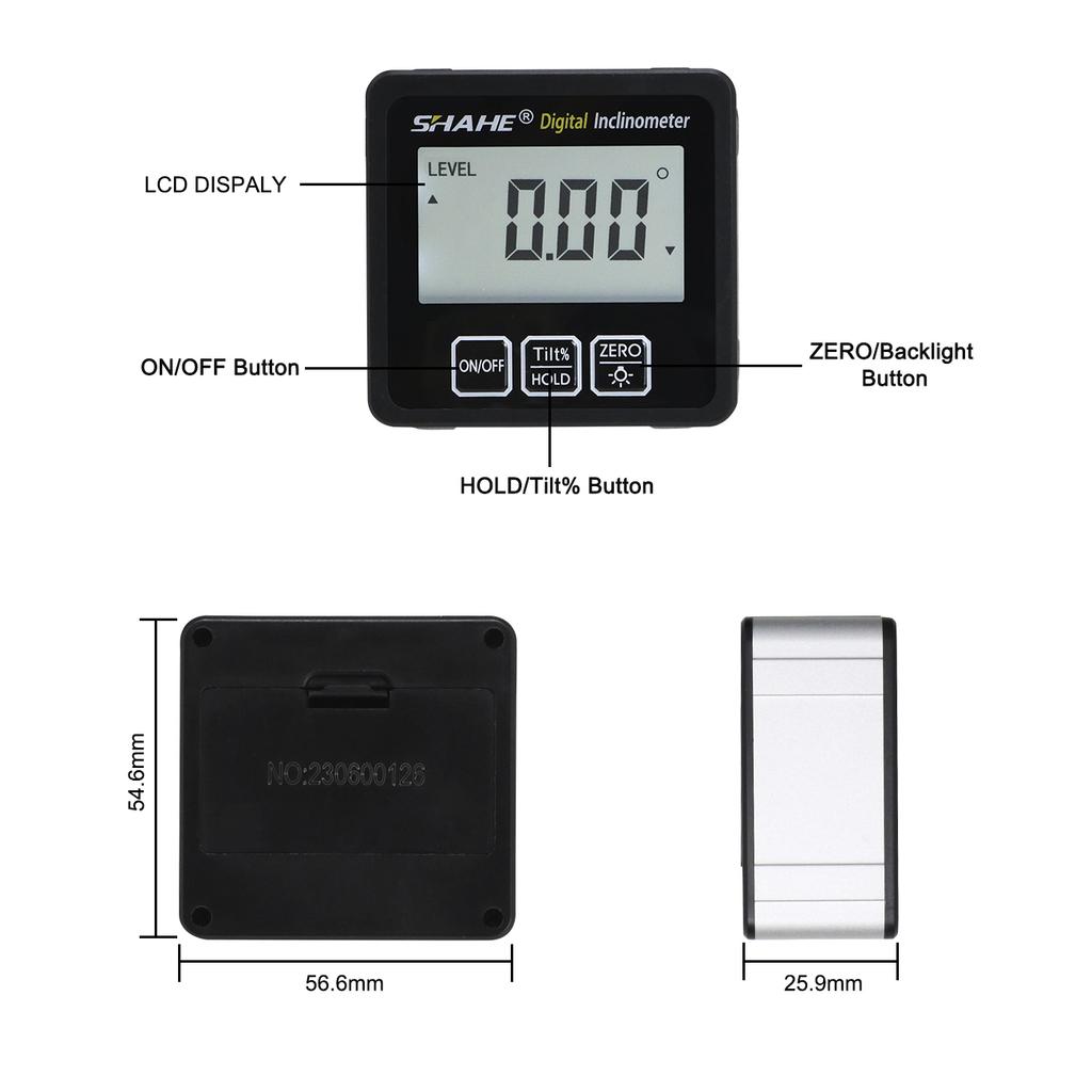 Magnetic Digital Inclinometer Level Box Aluminum Alloy Angle Meter Finder Protractor