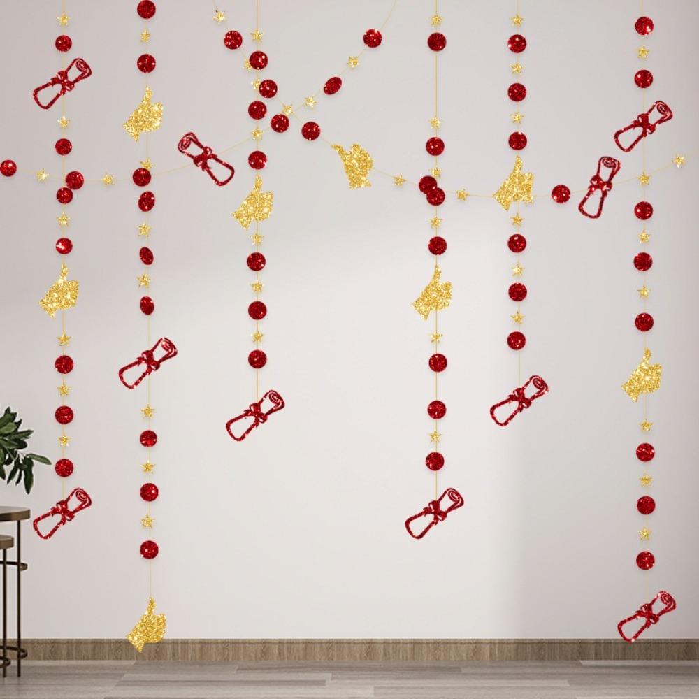 

Glitter Paper Graduation Garlands Black Gold Color Circle Designs Graduation Hanging Decoration 2026 Year Number 4M Length