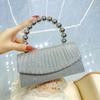 Sparkly Pleated Pearl Strand Clutch - Elegant Evening Bag