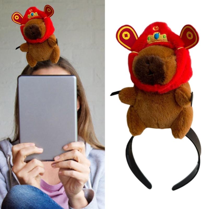 Lustiges Haarband Cartoon Capybara Haarband Pony-Clip Haarreif für Bühnen-Make-up Party Kostüm Stirnband