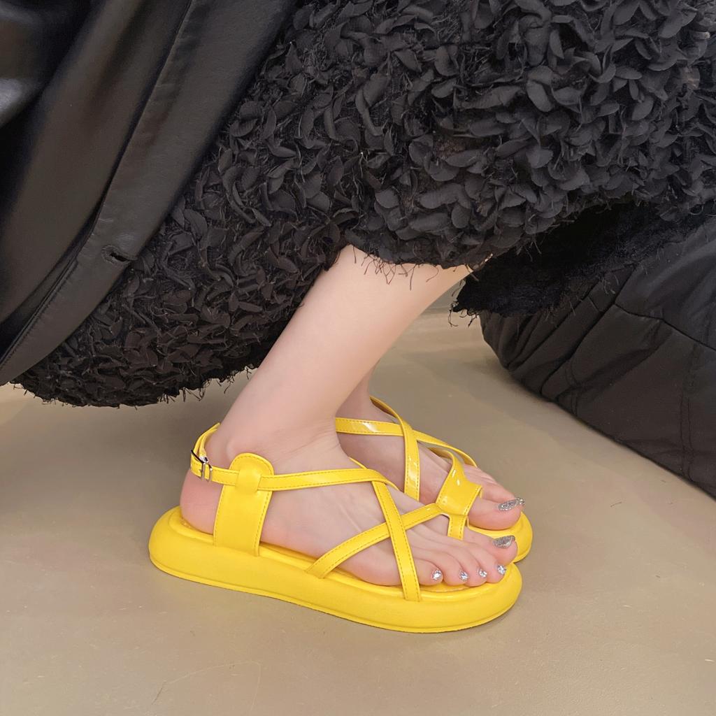 Fashion Thick Sole Sandals Women 2025 New Summer Soft Sole Elevated Casual Roman Sandals Small Womens Shoes Sandalias Mujer Sandal