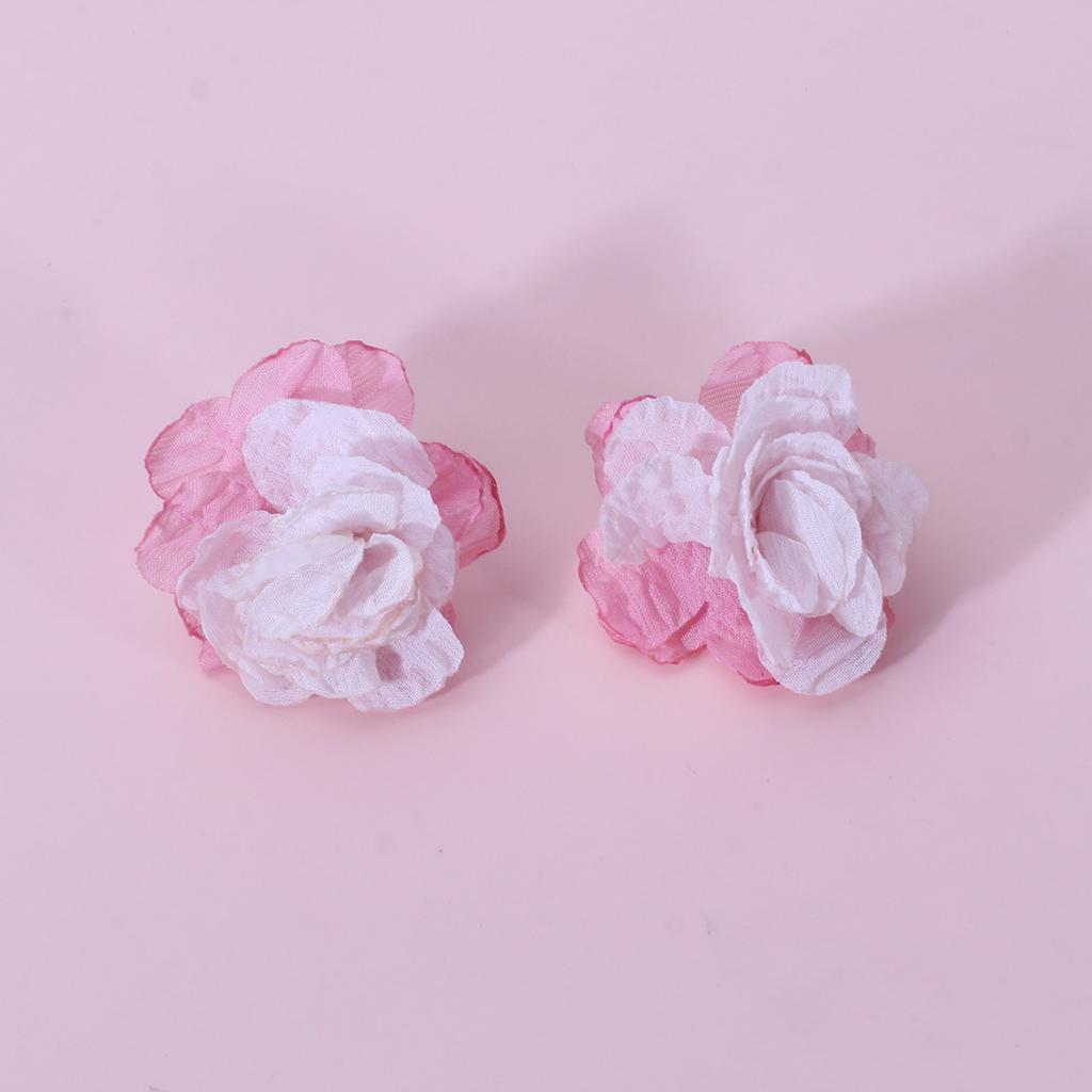 Handmade cute little fresh flower earrings women ins bohemian lace fabric earrings