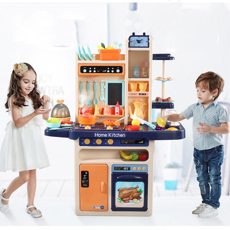 Infant Shining 93cm Kids Kitchen Toys Play House Kitchenware Set 65pcs Pretend Play Simulation Kitchen Children's Cooking Toys