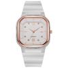 Spring/Summer Women's Square Silicone Watch - Fashionable Student Style with Diamond Accents
