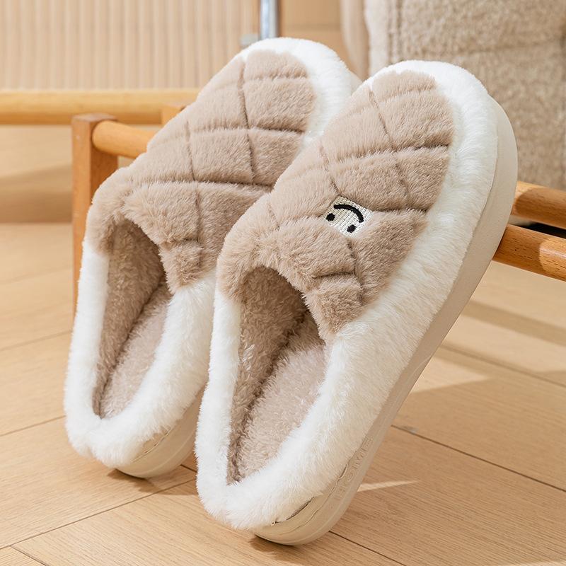 Cotton slippers winter indoor wear-resistant soft bottom warm home couple home autumn and winter new cotton slippers