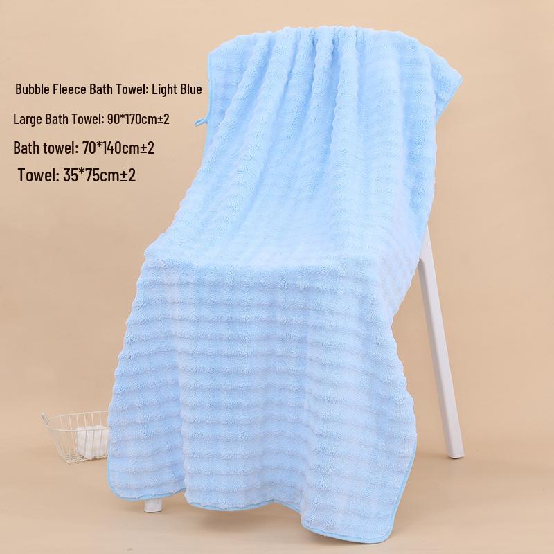 Coral Fleece Quick-Dry Large Bath Towel: Absorbent, Thickened Pineapple Grid Design for Beach, Swimming, or Beauty Salon.