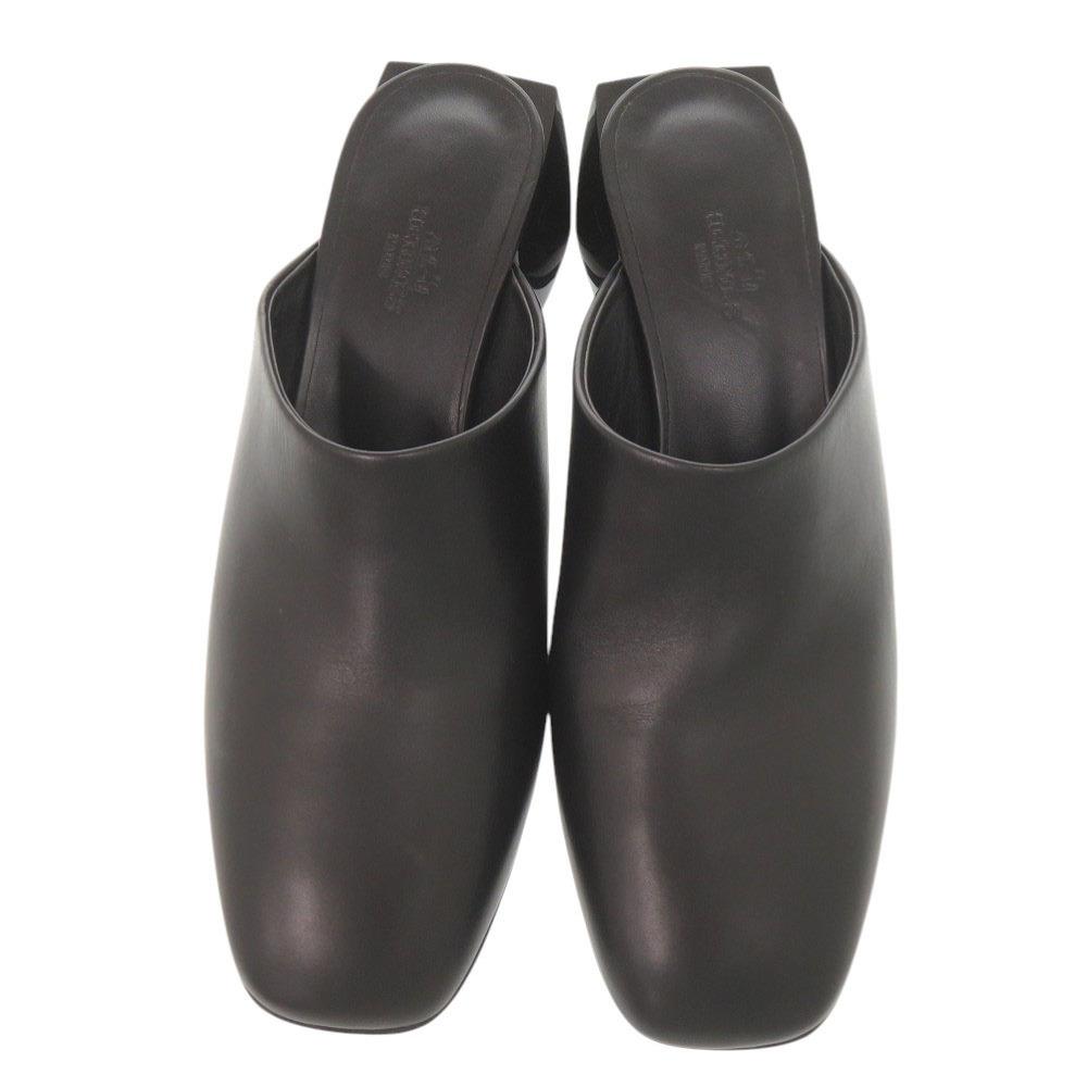 Gebrauchte AUTHENTISCHE HERMES Mules Christie Sandalen Schwarzes Leder