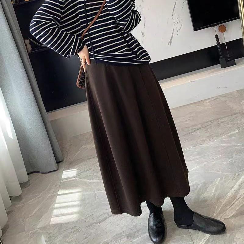 Fucai Yang Yang s 2025 A/W High-Waisted Plaid Acetate Wool Skirt Coffee