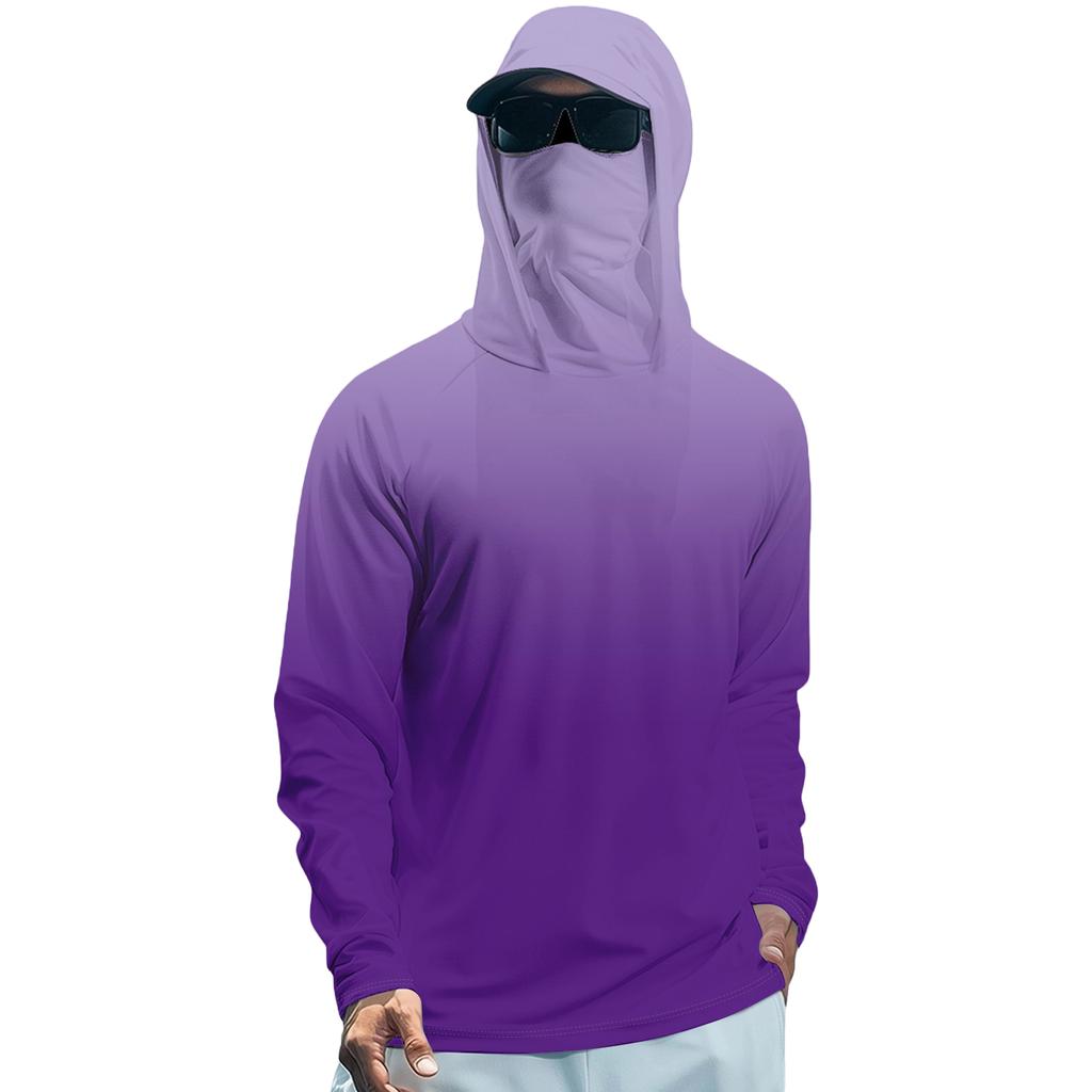 Tricou de vară cu mânecă lungă pentru bărbați Uscare rapidă Îmbrăcăminte de soare Pescuit Fitness Sport Hded Tricou cu mânecă lungă