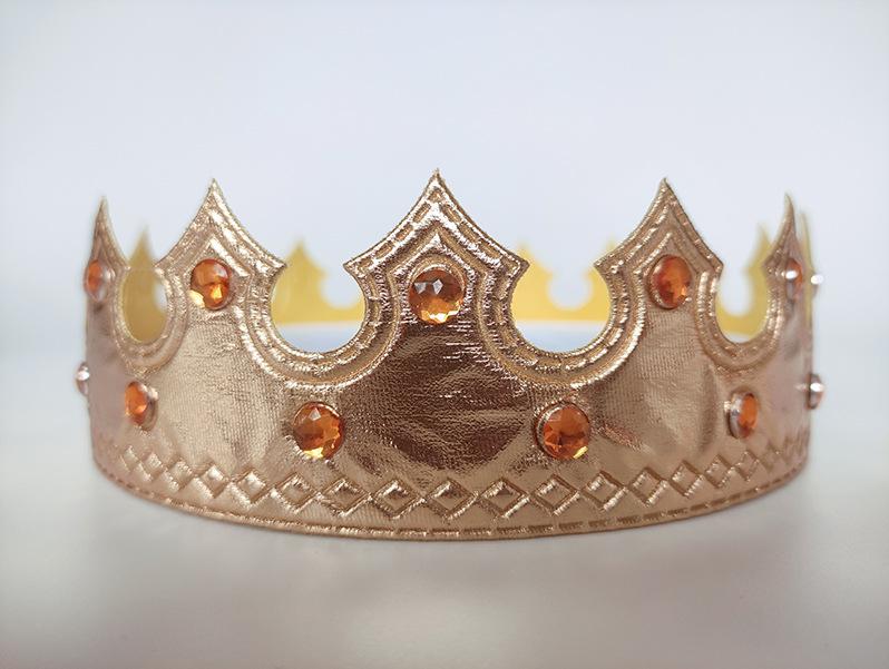 Gold Birthday Crown Headband for Children and Adults - King Diamond Shiny Cloth Cake Decoration Costume
