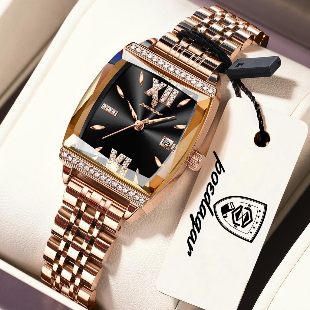 POEDAGAR Fashion Original Woman Clock Waterproof Date Elegant Ladies Watch Stainless Steel Casual Quartz Watches Reloj