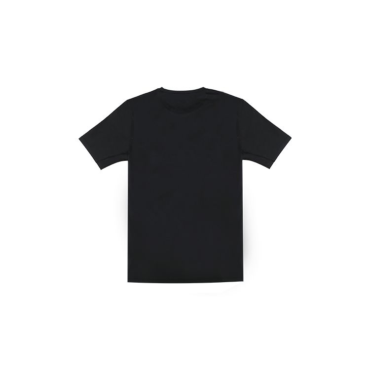 Li Ning Logo Print High Elastic Running Short Sleeve Fitness Shirt Men Tops Black YUDT059-1