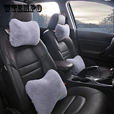 Automobile Headrest Waist Pillow Four Piece Set Plush Bone Shape Cushion Vehicle Universal Cushion Set