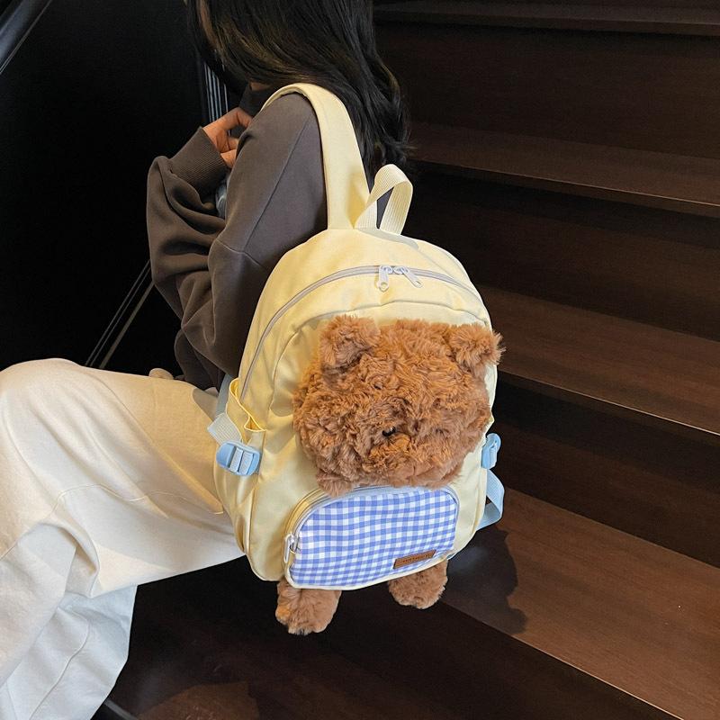 Schoolbag cute universal large capacity puppy canvas backpack 1011 new niche girl backpack student commuter schoolbag