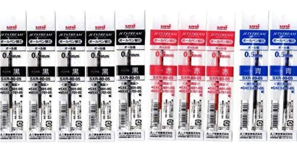 Mitsubishi Pencil Jetstream Multicolor Ballpoint 3 2 Pen, 0.5mm Refills, 10-Pack (5 Black, Red, Blue) SXR-80-05