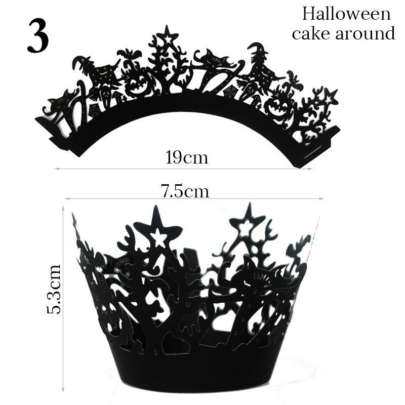 12pcs/set Halloween Hollow Paper Cup Spider Web Pumpkin Horror Castle Cake Wrap