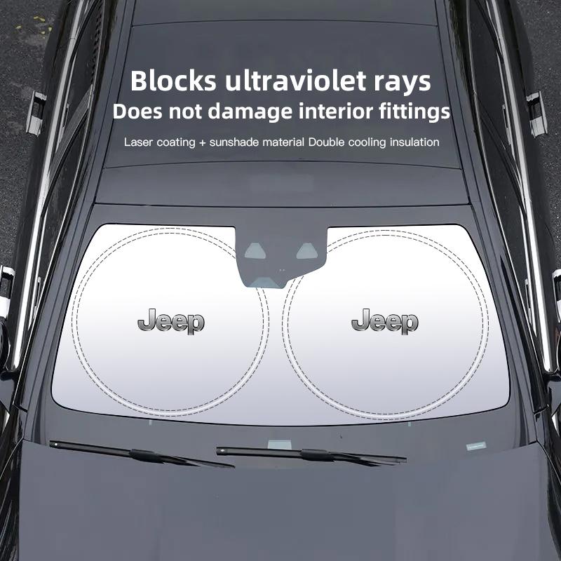 ARG3 Car Front Windshield Sun Shade Visor UV Protection Shield For Jeep Renegade Wagoneer Avenger Recon Wrangler JK Gladiator Compass
