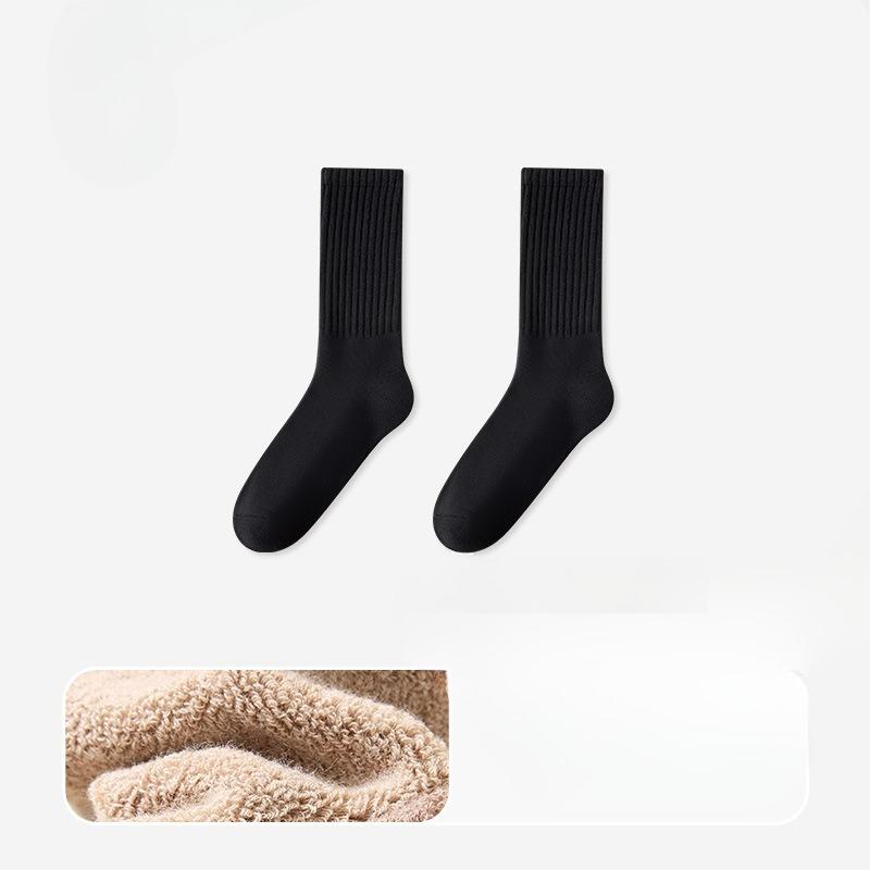 Men's Autumn and Winter Thick Hair Ring Warm Sweat Absorption Deodorizing 10A Class Antibacterial Towel Bottom Mid Tube Socks