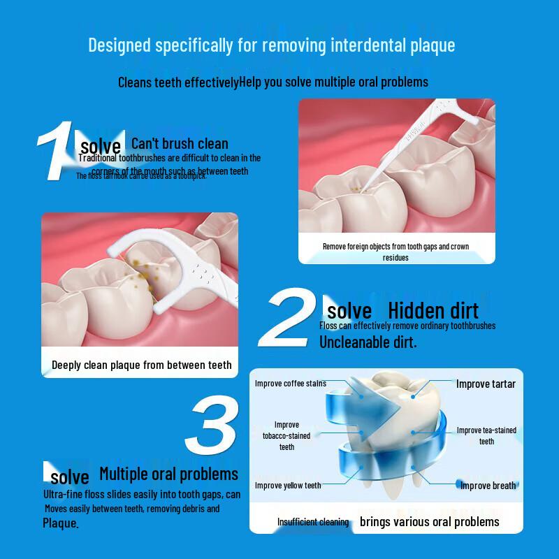 FAWNMUM Tiger 50-Count Disposable Dental Floss Picks