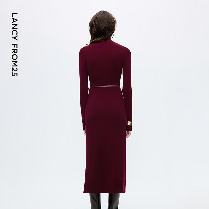 LANCY Women's Semi-Turtleneck Slim-Fit Knit Midi Dress