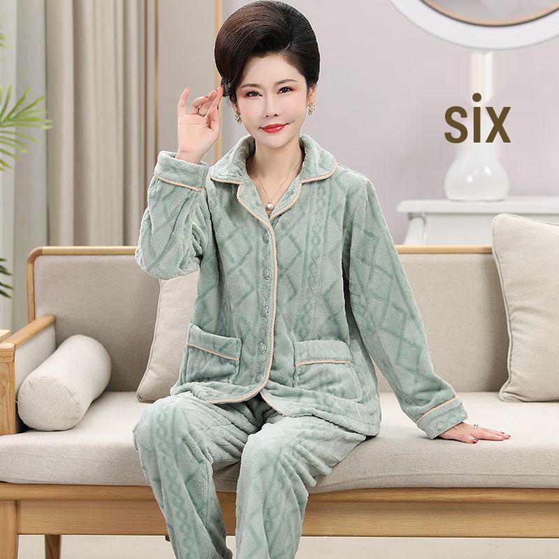 Mamas Schlafanzug: Damen Übergröße Korallenfleece Winterset - Warme Outdoor-Homewear für Mittelalte & Ältere