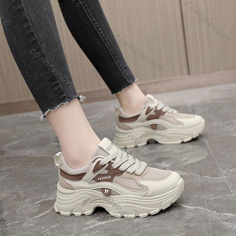 Fashion Comemore Fashion Women Breathable Sneakers Spring Autumn Mesh Lace-up Casual Walking Shoes Ladies Platfotm Tennis Vulcanize Shoe