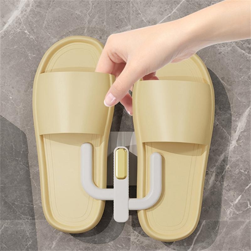 Practice Wall Mounted Euphorbia Shoe Shelf Adhesive Bathroom Storage Planner for Drying Flipflops