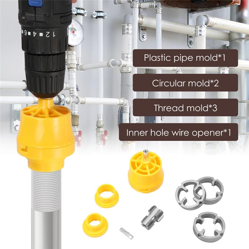 A03F-1/2 Inch 3/4 Inch 1 Inch PVC Thread Maker Tool 8PCS Plastic Pipe Tap Die Dies For Electric Drill Pipe Threader Plumbing Too