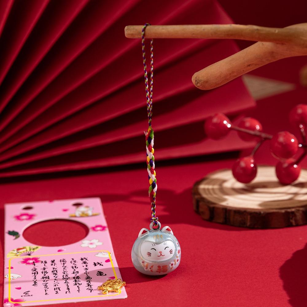 Bring Wealth Cat Bells Pendant Cat Daruma Bells Pendant Key Chain  Handbag Accessories