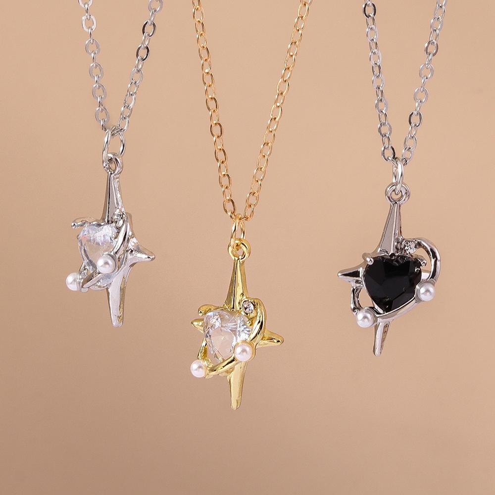 Exquisite Y2K Crystal Heart Pendant Necklace Chain for Women Girls Handmade Party Holiday Jewelry Gifts