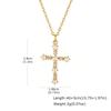 Elegant French Vintage Cross Necklace with Zircon for Women, Gold Plated Baroque Crucifix Thin Link Chain Religious Gift