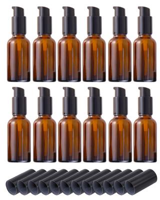 Chocople Pump Bottles, Light-Proof, Push-Button Refillable Bottles for Oil and Emulsion (10ml, Pack of 12)