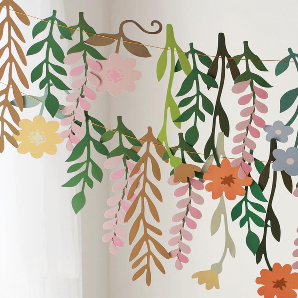 Paper Flower Garland, Party Garlands, Rectangular Paper Leaves Banner Decorations, Wall Decoration, Wedding, Birthday, Baby Shower
